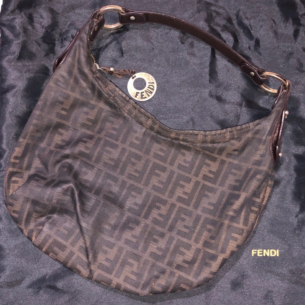 FENDING Signature Canvas Hobo Bag